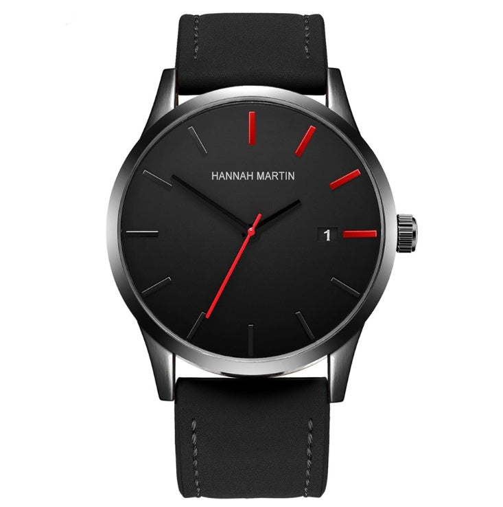 Amazon wish cross-border authorized men's watch IP plating large dial matte belt calendar new wrist watch
