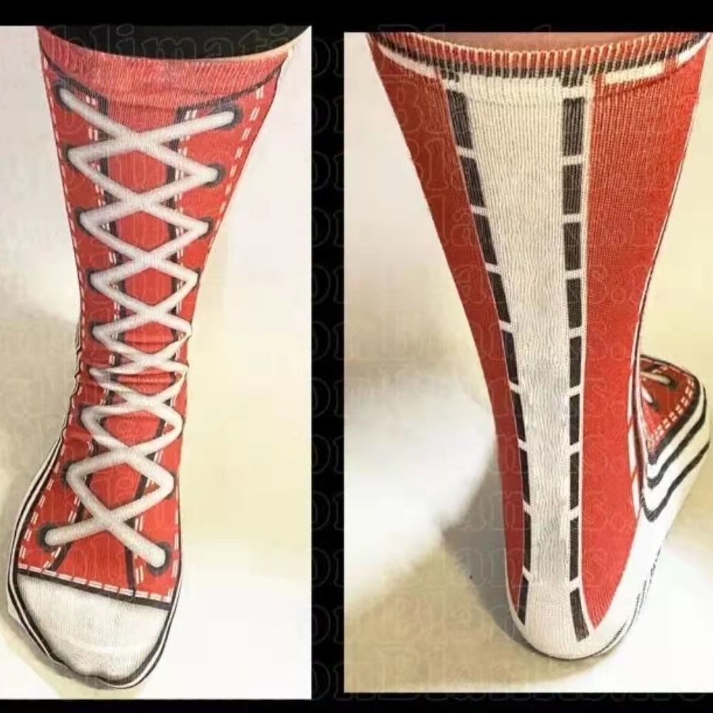 Fashion Canvas Shoes Graphic Print Socks