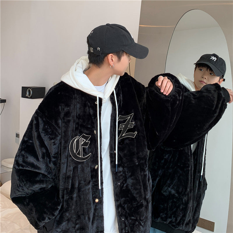 Men's Vintage Letter Embroidered Cotton Padded Jacket