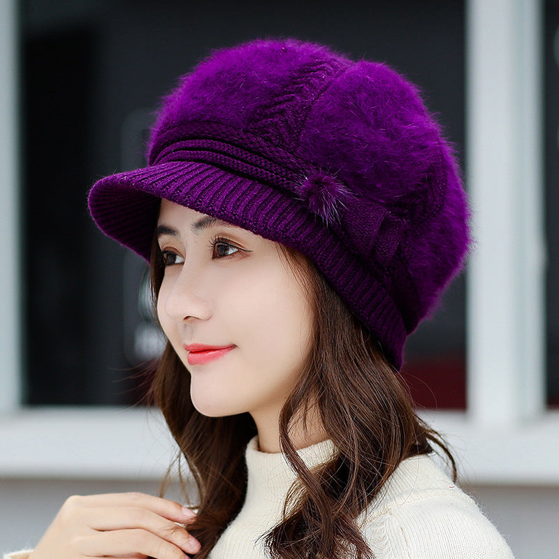 Women's Fashionable Warm Padded And Thick Knitted Wool Hat