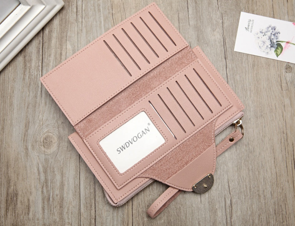 Buckle long section two fold double women's wallet