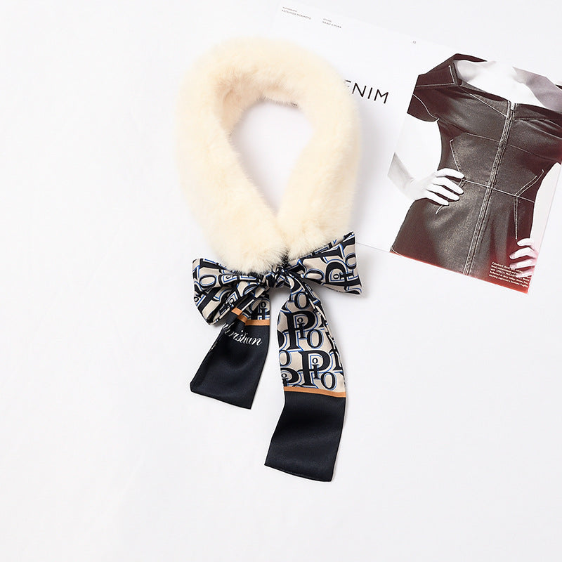 Faux Rex Rabbit Fur Ribbon Fur Collar Bowknot Bib