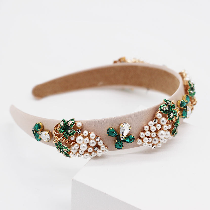 Rhinestone, gemstone and pearl headband