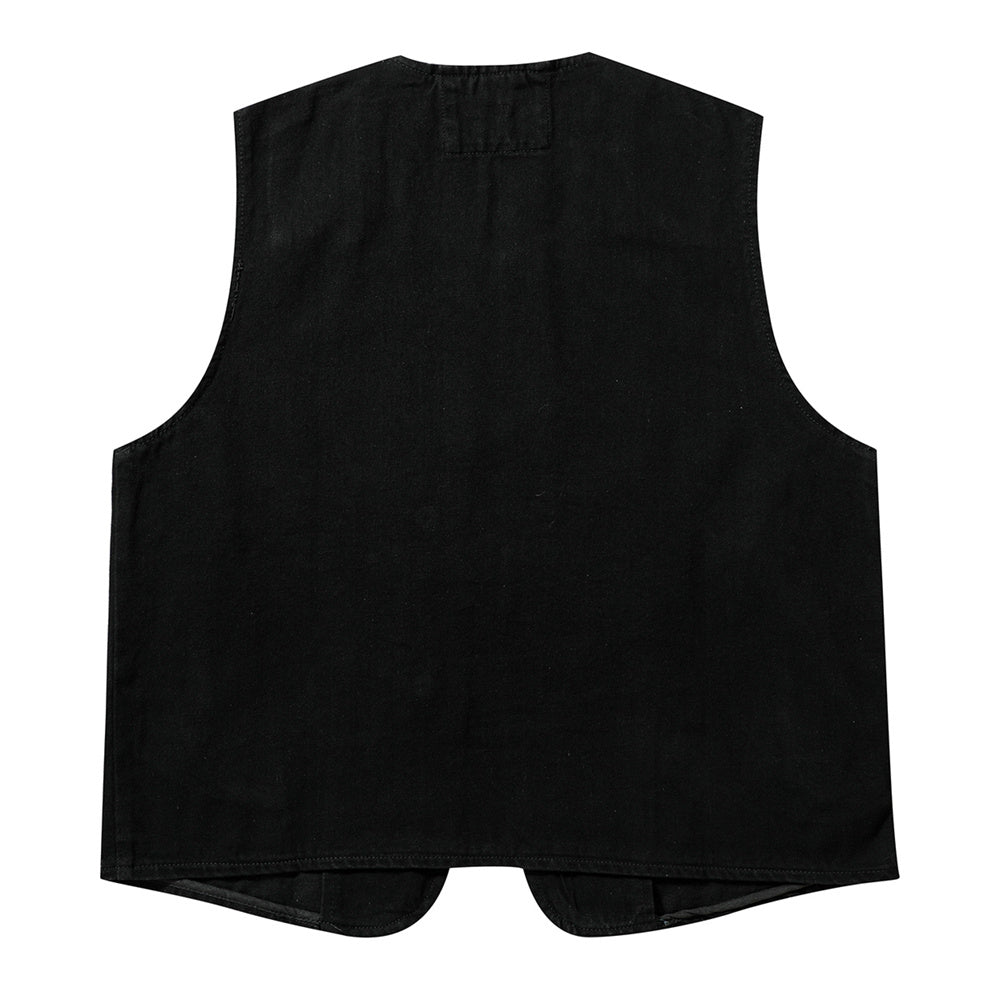 American Irregular Denim Black Men's Loose Casual Vest Summer Design Jacket