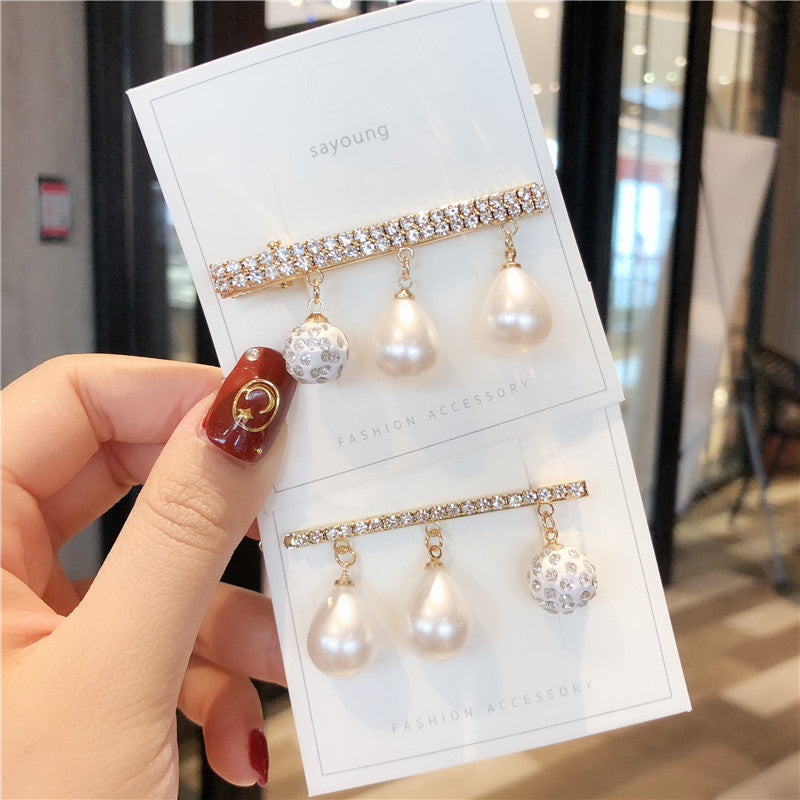 Pearl tassel hairpin headdress pendant side clip girl