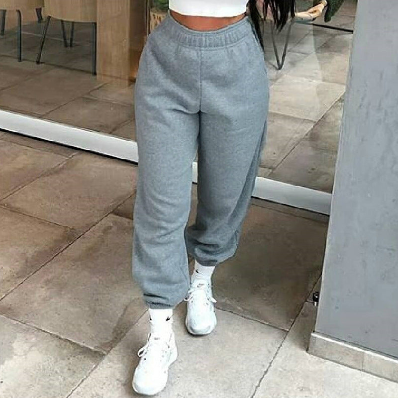 Pure color pocket slimming street casual harem pants
