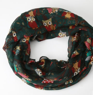 Chamsgend Newly Design Women Ladies Owl Cartoon Print Scarf Warm Wrap Shawl O Neck Rings 160405 Drop Shipping Chamsgend