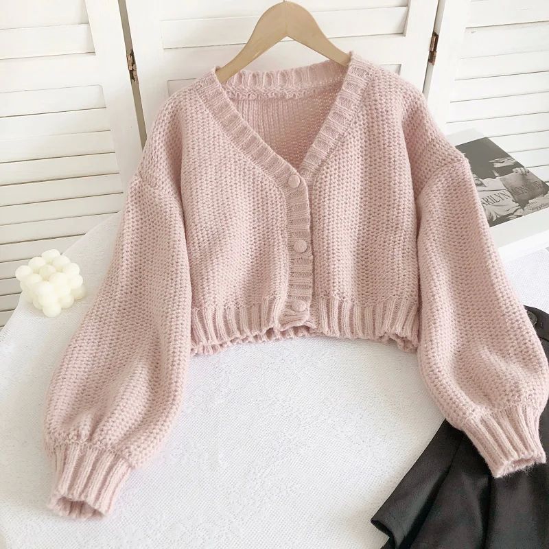 Loose Slimming Single-breasted Cardigan Top Fashion Long Sleeve