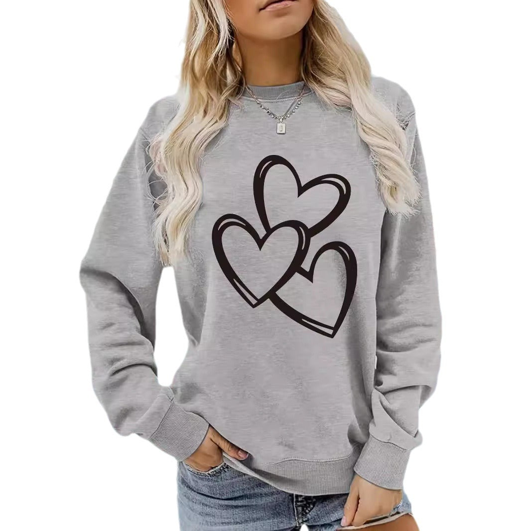 Womens Casual Long-sleeve Crew-neck Printed Sweatshirt Top