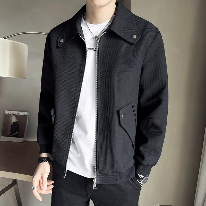 Elegant Versatile Coffee-colored Mens Jacket For Spring And Fall