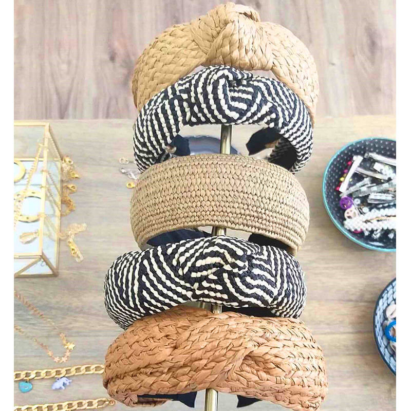 Hand woven raffia hair band
