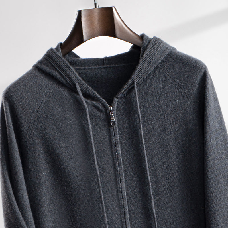 Zip-up strikcardigan i cashmere til mænd