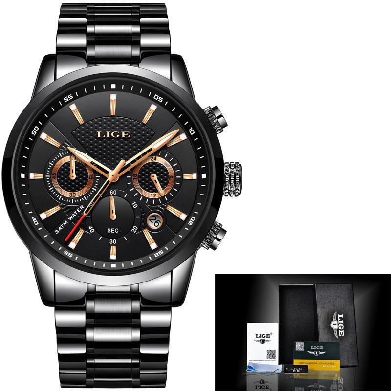 Men's Sports Quartz Watch Waterproof Steel Belt