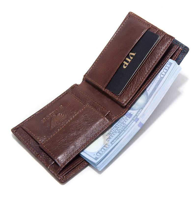 Vintage First Layer Leather Coin Wallet Multi-card Money Clip