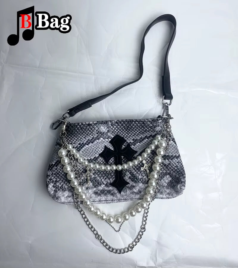 Women's Serpentine Pattern Shoulder Bag - Y2K Retro Harajuku Crossbody Messenger Satchel