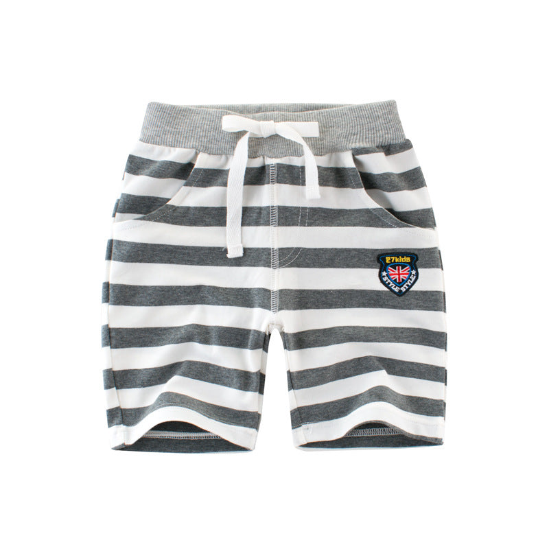 Boys' trousers striped elastic cotton baby Capris children's trousers summer style