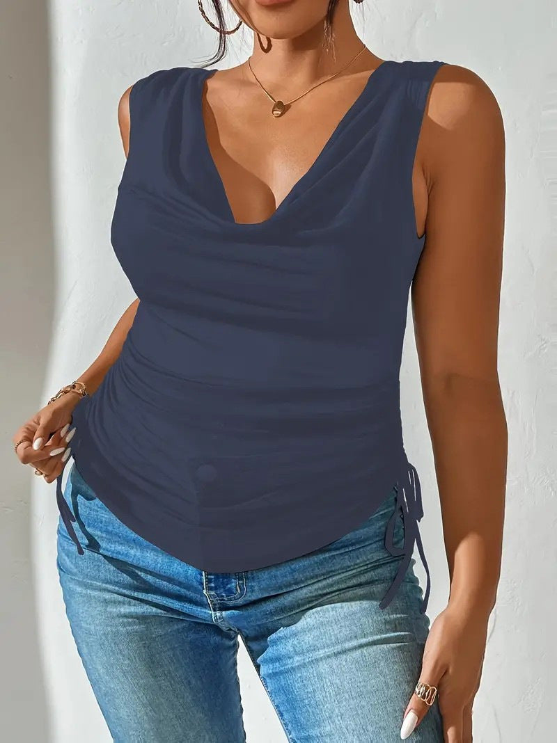 Pure Desire Style V-neck Sleeveless Spicy Sexy High Waist Crop Top