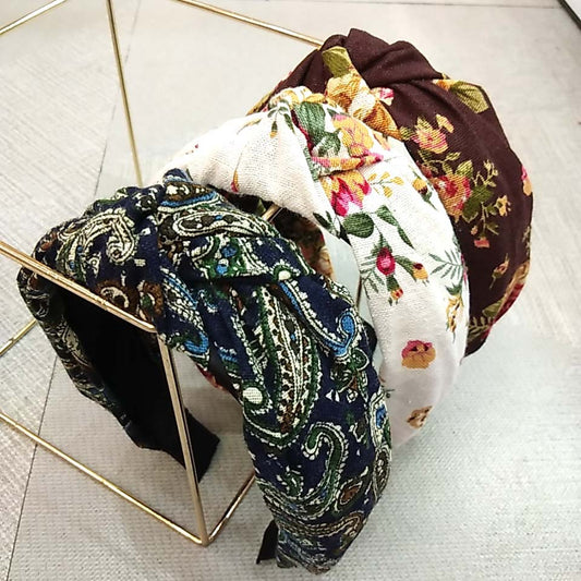 Broad-Edged Printed Hemp Headband