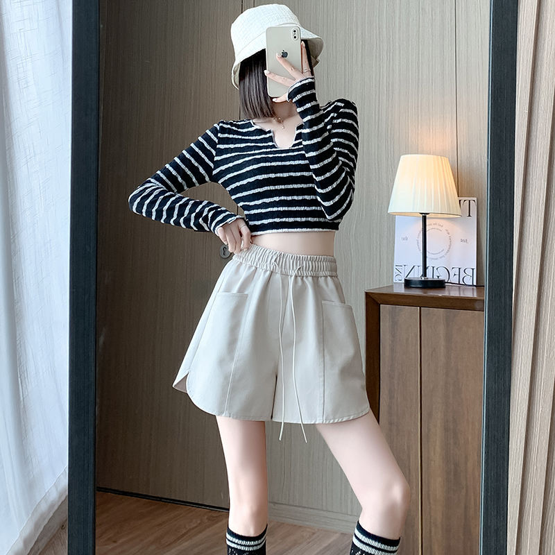 Elastic High-waisted Slimming Wide-leg Pants