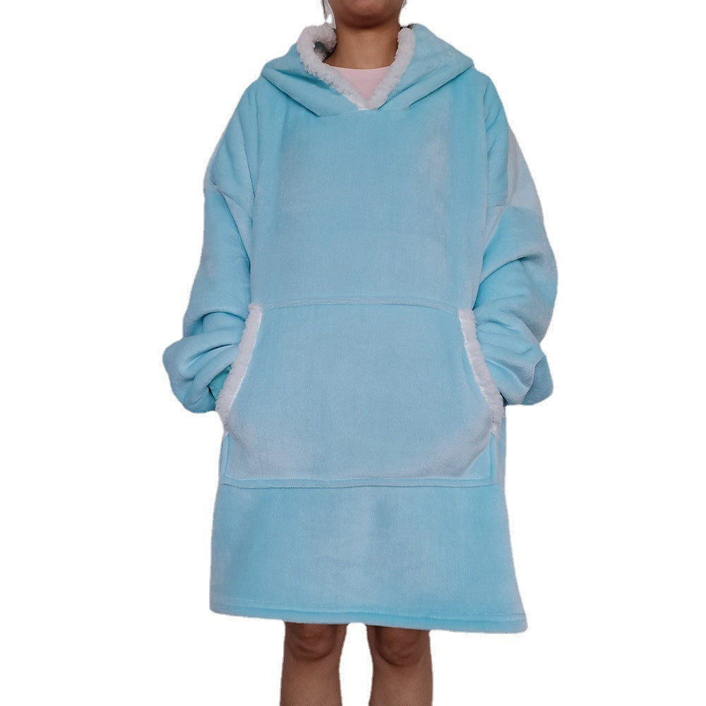 Flannel Lazy Fleece-lined Thickened Double Layer Composite Pullovers Home Wear