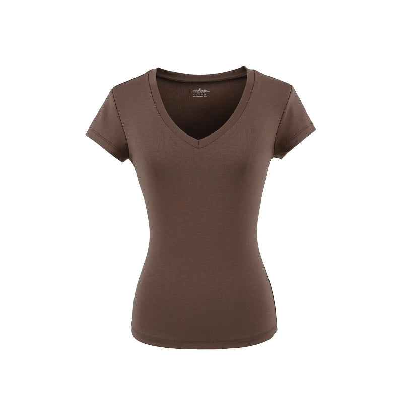 Silk Short-sleeved T-shirt Women's Short Waist-controlled Top
