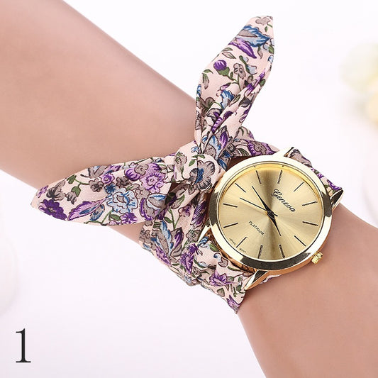 Garden Flower women's cloth strap watch