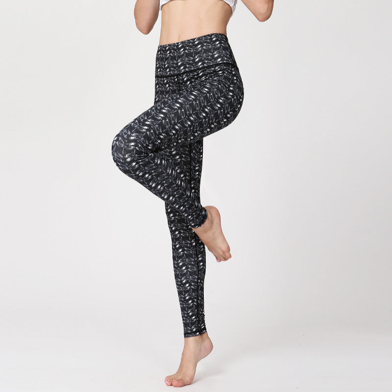High-waist geometric digital print yoga pants