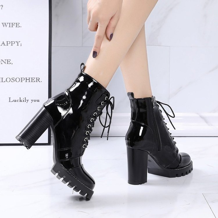 High Heels Short Tube Rubber Fashion PU Sleeve Boots