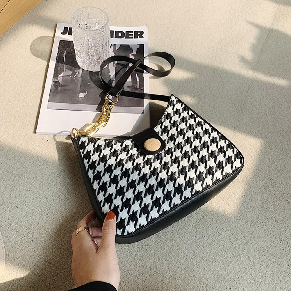 Fashion Casual Houndstooth Chain Underarm Bag