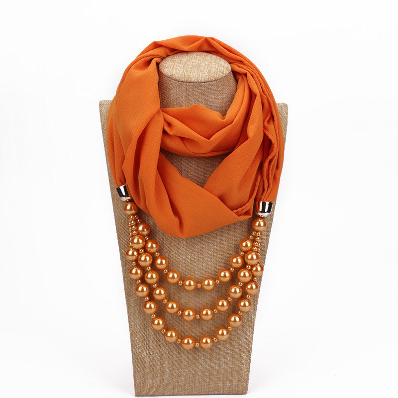 Pearl Necklace With Scarf
