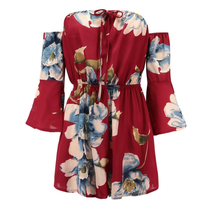 Off-Shoulder Printing Jumpsuit