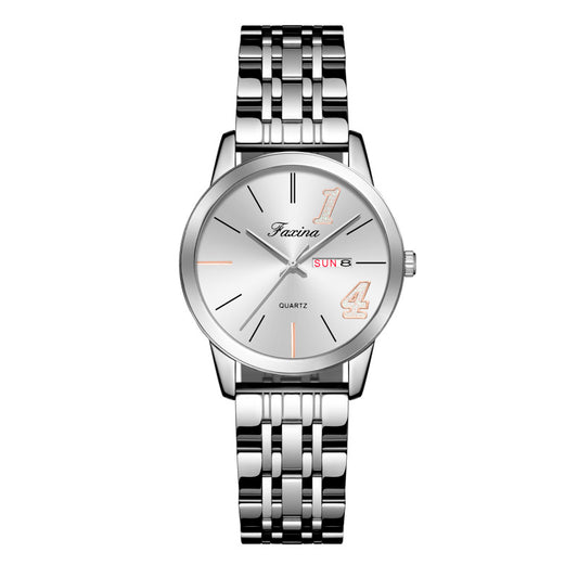 Steel band waterproof couple quartz watch