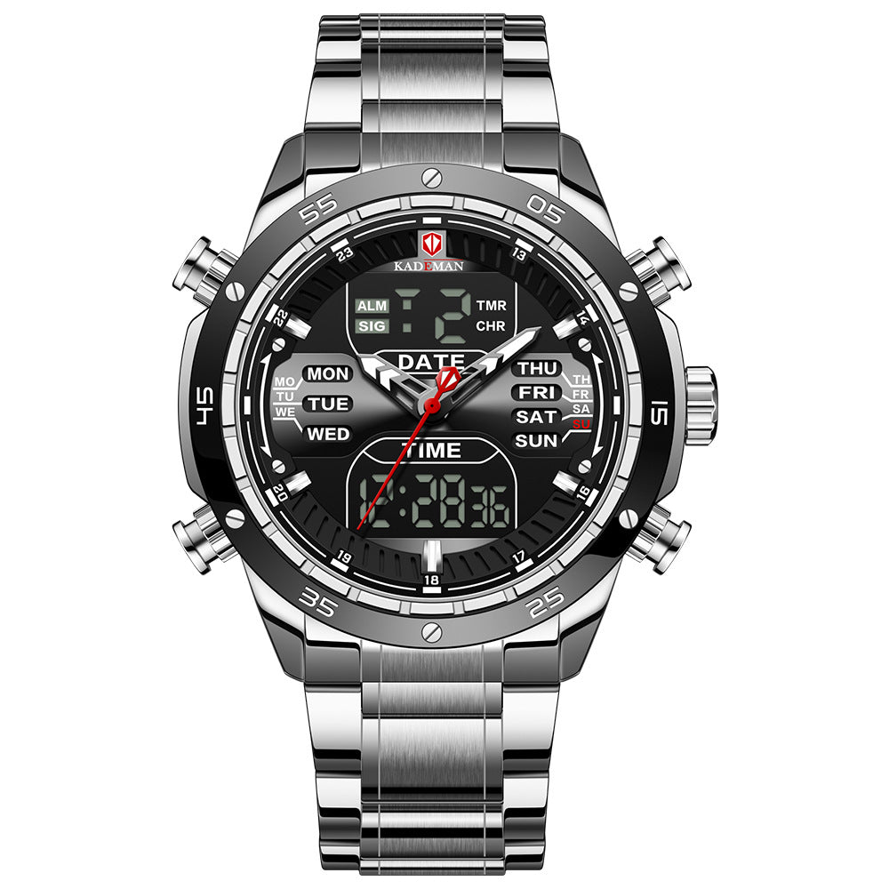 Sports Multifunctional Waterproof Steel Band Quartz Watch