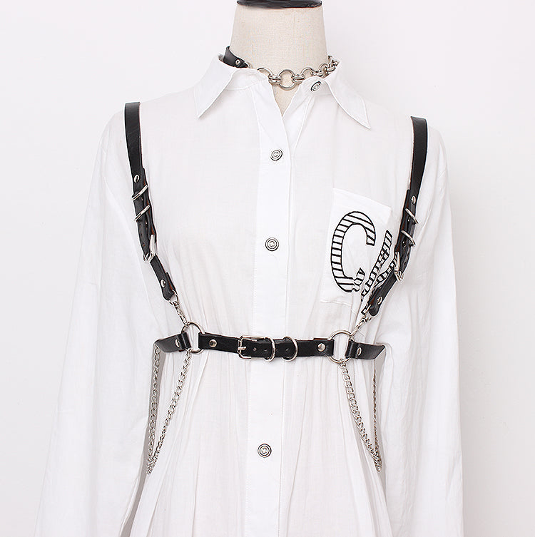 Women's leather belt chain waist chain