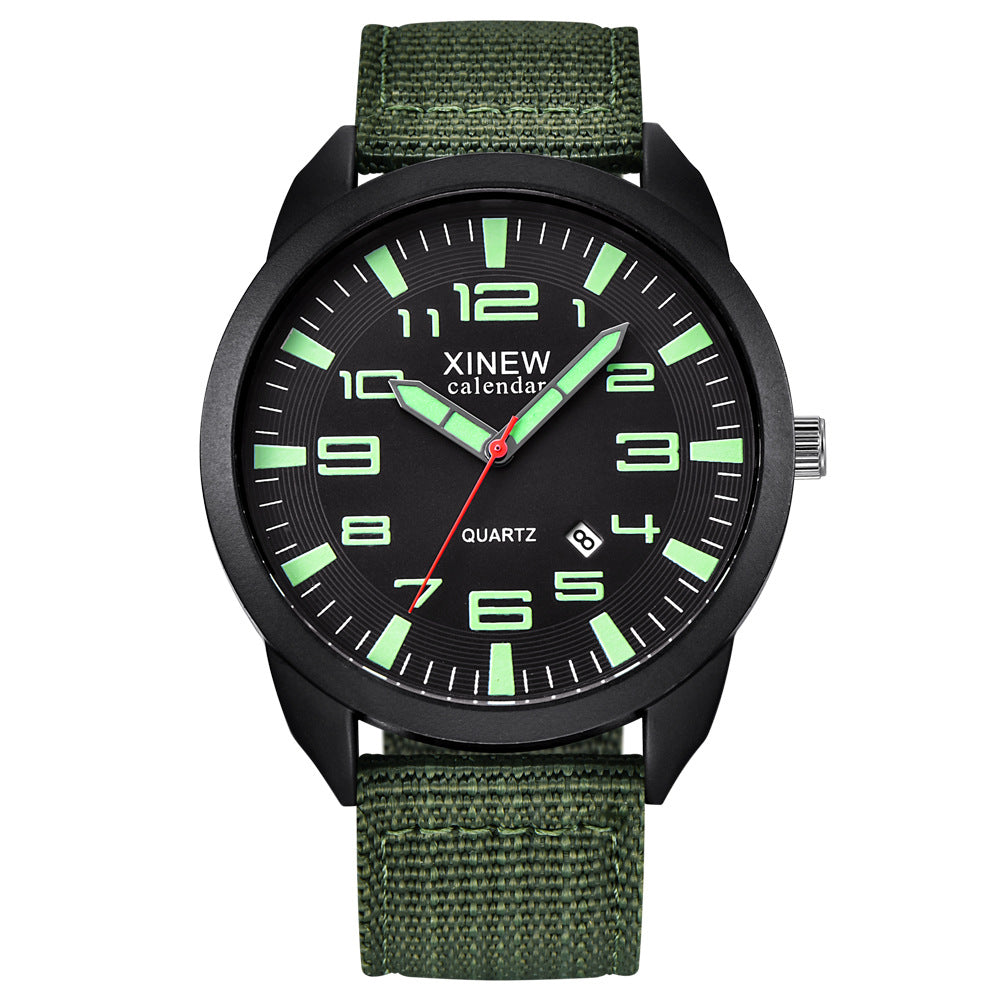 Men's Watch Nylon Strap Sports Watch Calendar Quartz Watch