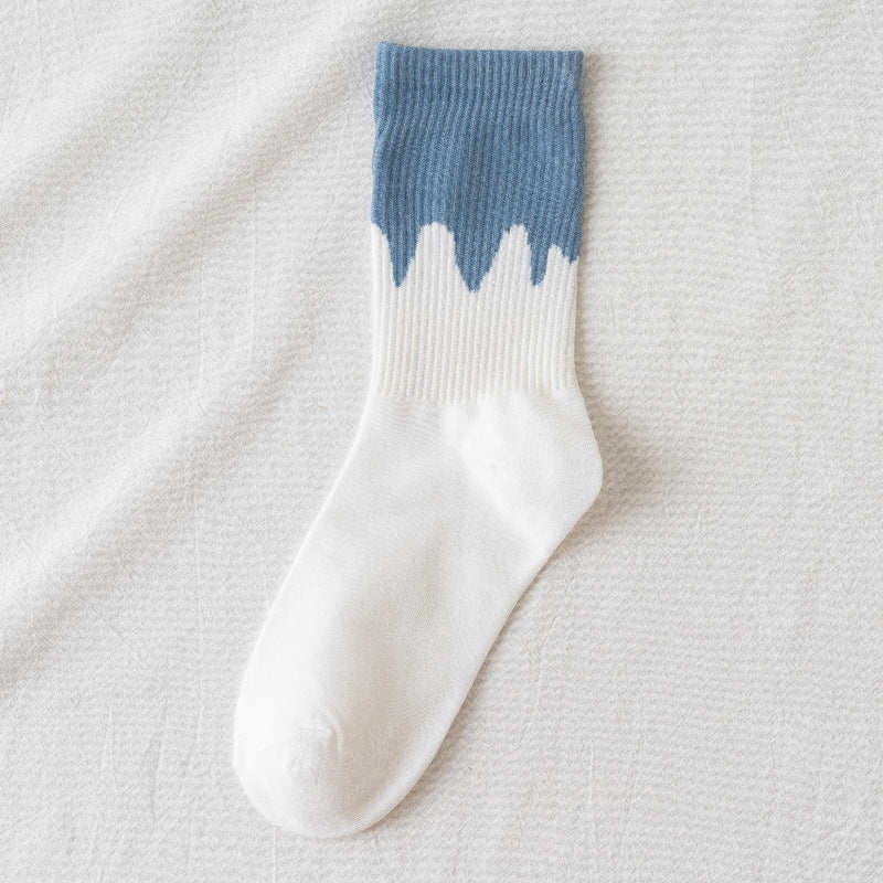 Blue British Check Stripe Women's Cotton Socks