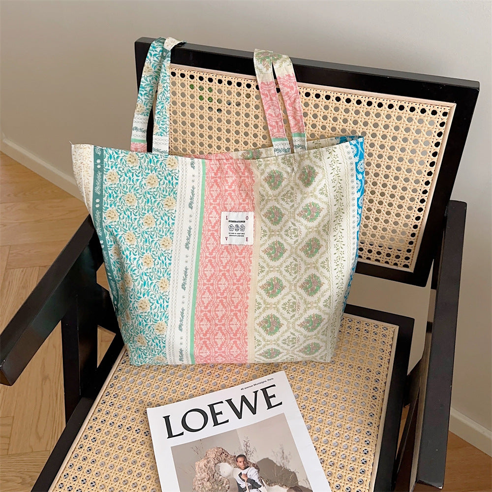 Tote Large Capacity Fashion Floral Canvas Shoulder Bag