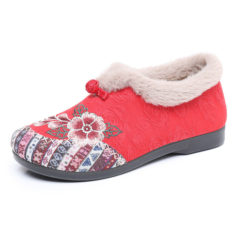 Women's Cotton-padded Shoes Fleece-lined Thickened Middle-aged And Elderly
