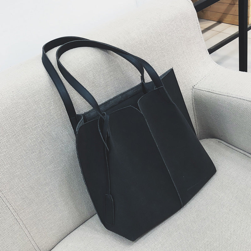 Simple frosted shoulder bag