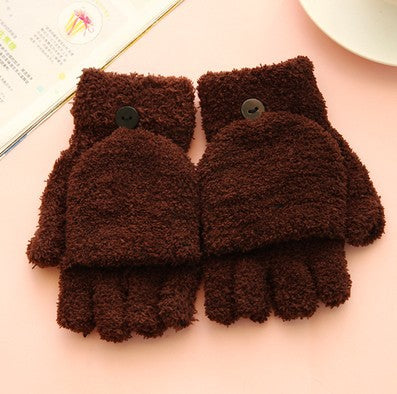 Ladies fleece flip fingerless gloves