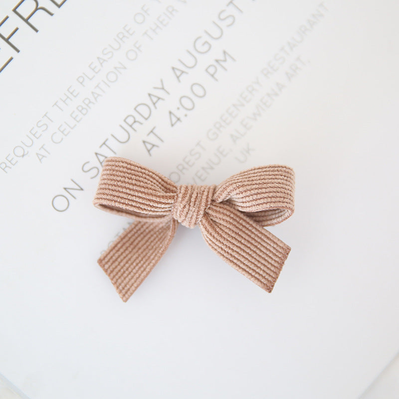 Baby Spring Autumn And Winter Corduroy Bow Hairpin 1pc