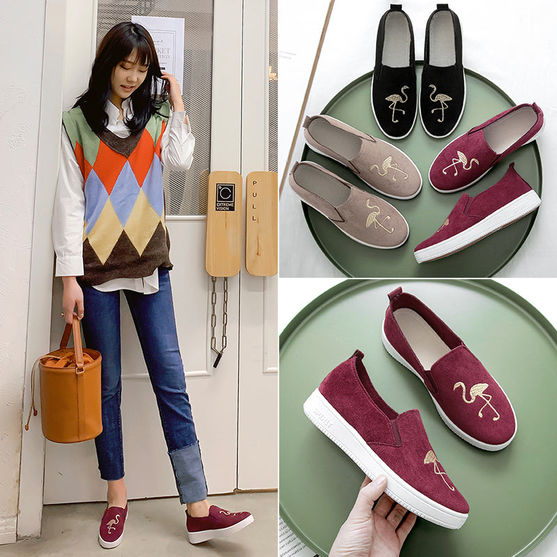 Lovebird student shoes canvas loafers autumn