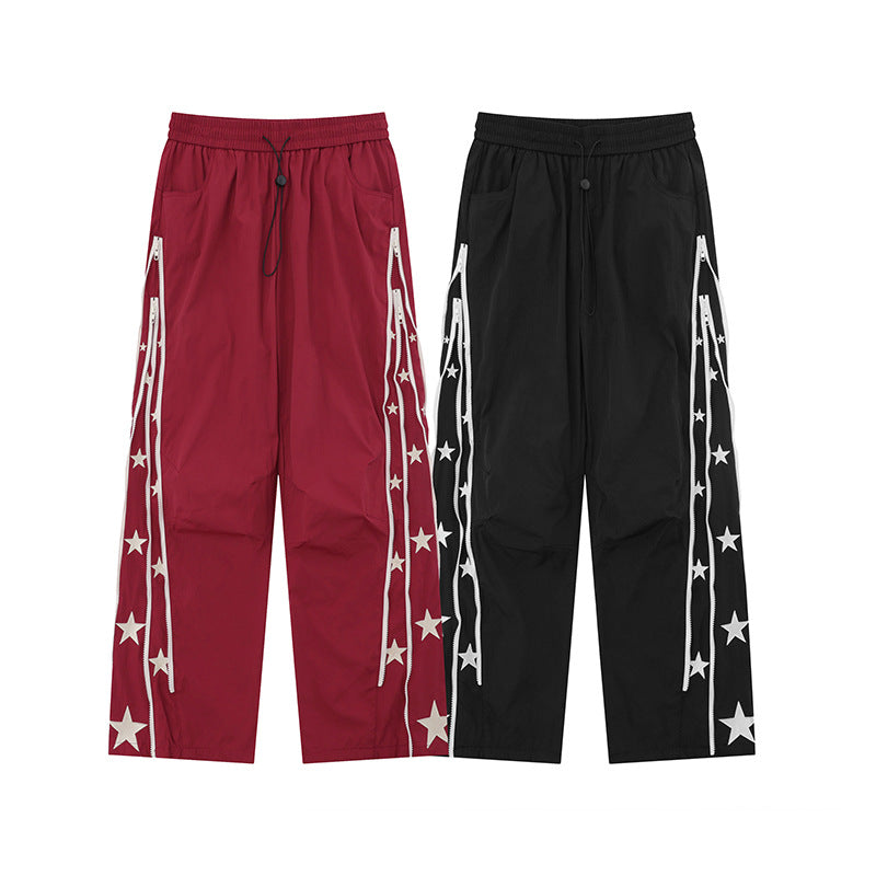 Side Star Design Straight College Style Sports Pants