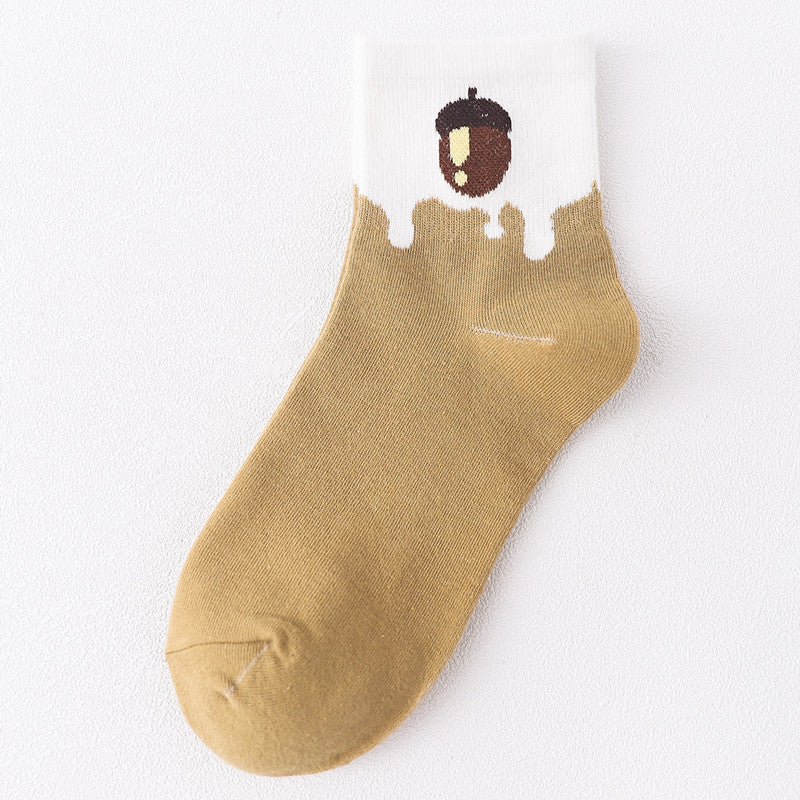 Sweet and cute color matching fruit short socks