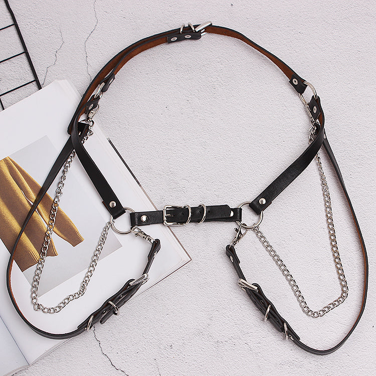Women's leather belt chain waist chain