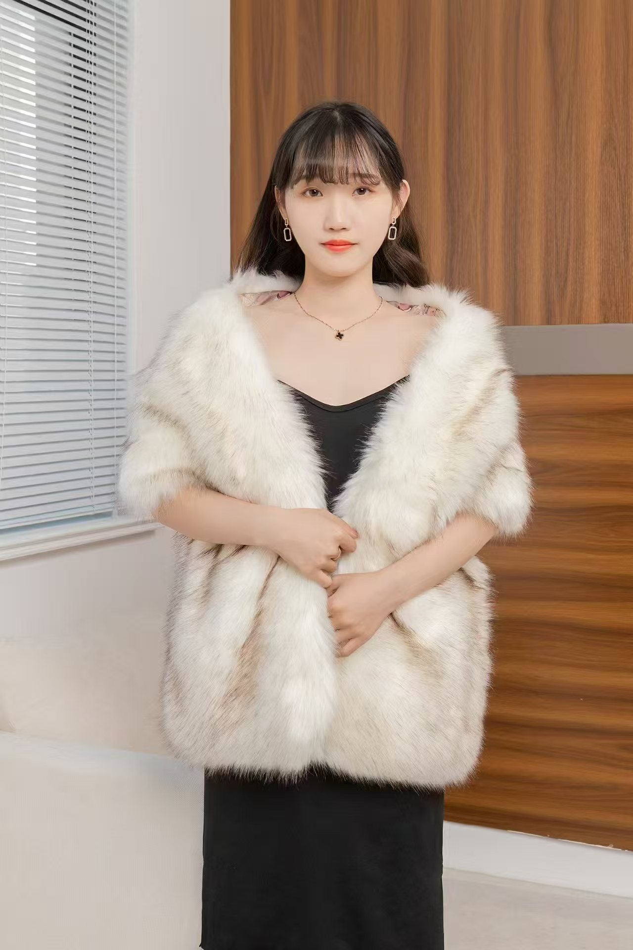 Women's Big Fur Collar Scarf Shawl