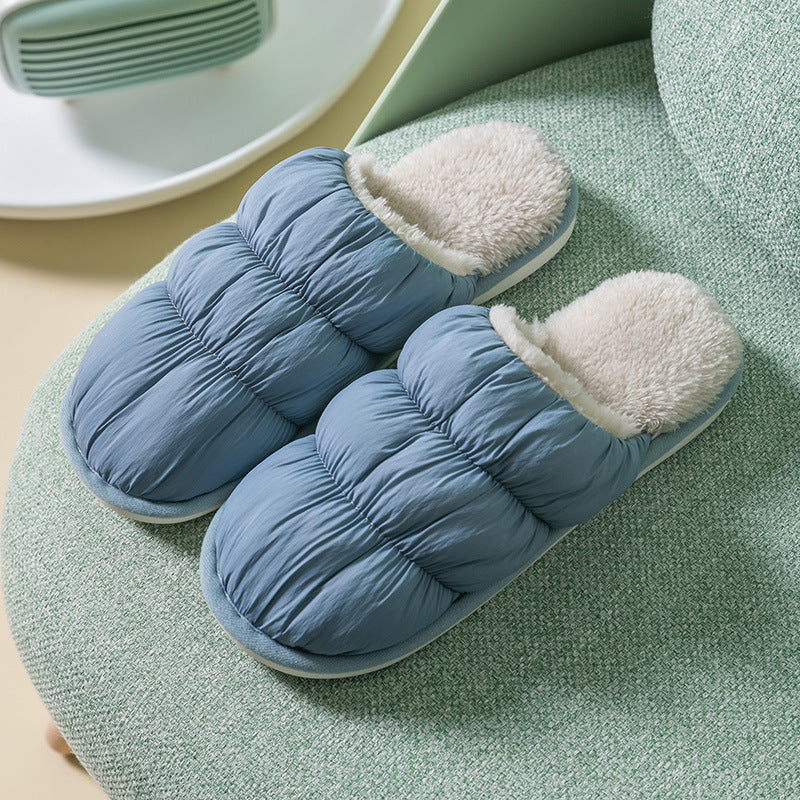 Feather Cotton Slippers Women's Household Warmth, Non-Slip And Waterproof