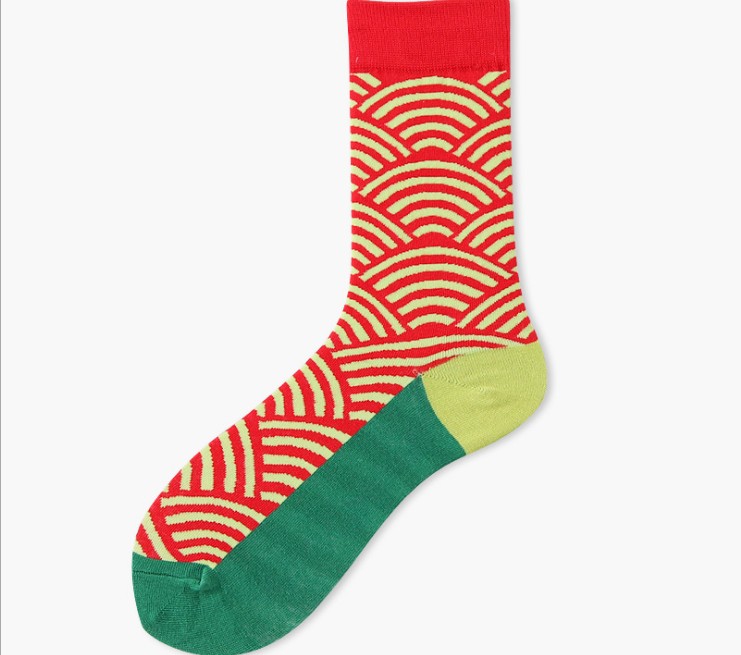new women socks 1 pair long cotton color geometric autumn socks novelty fashion lady happy socks