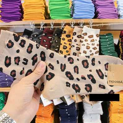 Leopard socks, female leopard, personality, tide, autumn and winter, Korean version, stockings