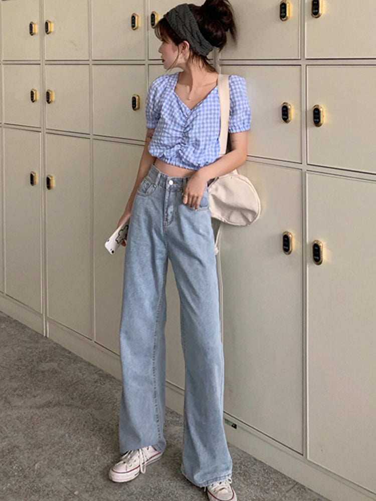 Straight slim wide-leg pants